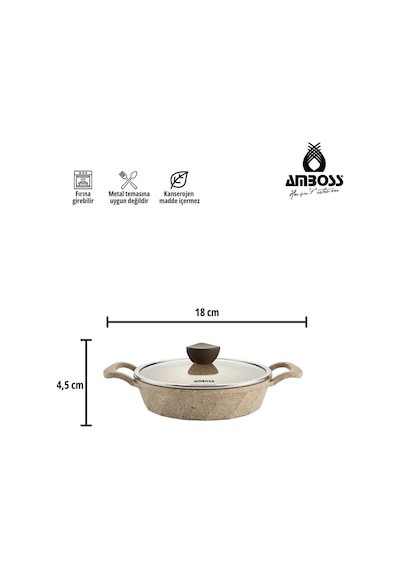 Vento 6 Parça Cam Kapaklı Döküm Sahan Seti - Cappucino Bej