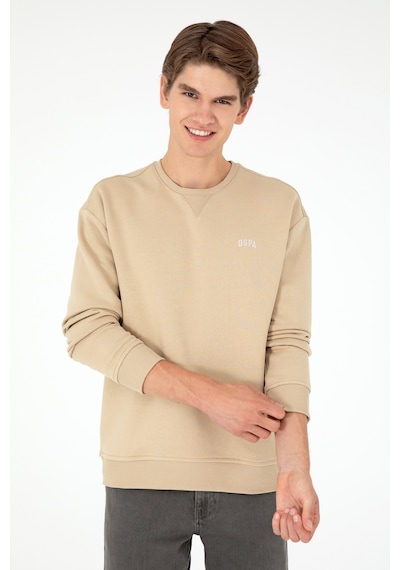 U.S. Polo Assn. Erkek Bisiklet Yaka Kum Basic Şardonlu Sweatshirt 50295148-VR085