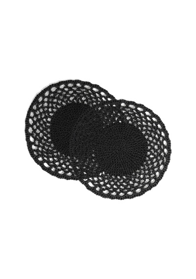 Ocean Home Textile 2 Adet Siyah Rafya Sofra Sunum Tabak Altlığı Supla Amerikan Servisi  36 x 36 CM Siyah