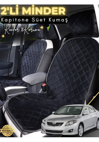 Toyota Corolla Uyumlu 2'li Süet Oto Koltuk Minderi Terletmez Universal Oto Aksesuar A2 Siyah