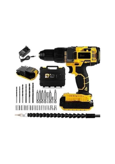 Hubrendy Tekno Profesyonel Çift Bataryalı Akülü Vidalama Şarjlı Matkap 24 Parça