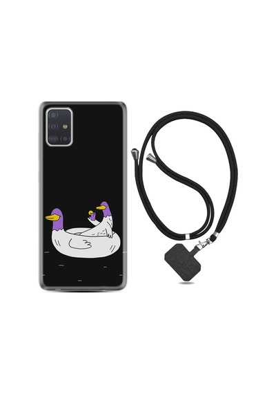 Samsung Uyumlu Galaxy A51 Kılıf Ipli Askılı Keyifli Ördekler 1725