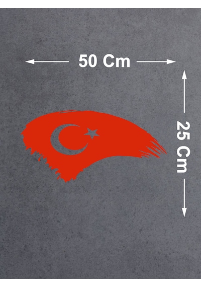Türk Bayrağı Sticker - Ay Yıldız, Türkiye, Araba Oto Motosiklet Karavan Sticker - 00786 50x25 Cm