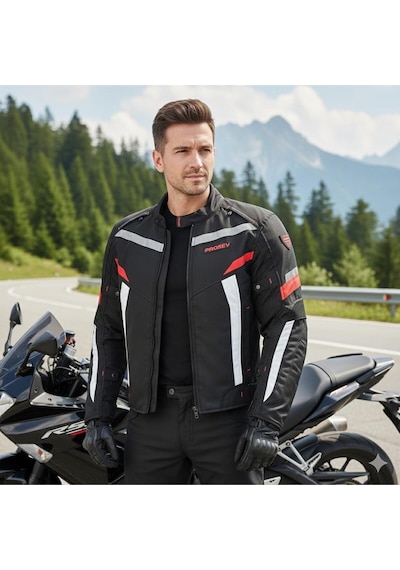Prosev Ce2150 4 Mevsim Motosiklet Montu Siyah-kırmızı Motorcu Mont
