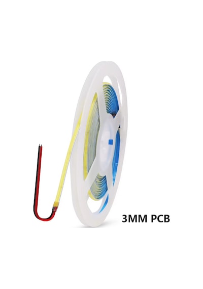 12v Cob Şerit Led 3mm 400 Ledli İnce Esnek Sarı Amber Cob Led Ip20 5 Metre