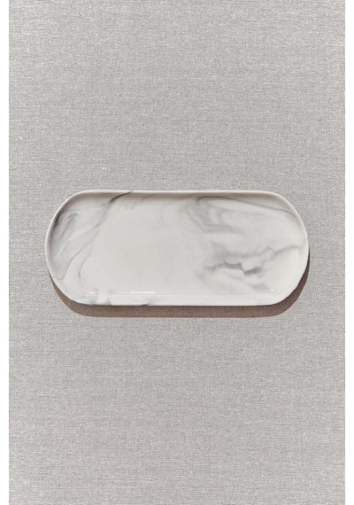 Pasabahce Marble Porselen Servis Tabağı Oval Gri - 1 Adet