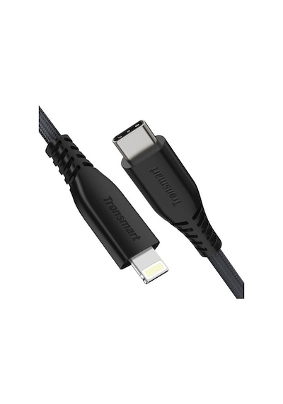 Tronsmart LCC04 3A MFI Sertifikalı Type-C to Lightning Apple Uyumlu iPhone / iPad Hızlı Şarj ve Data Kablosu Siyah 1.2 Metre