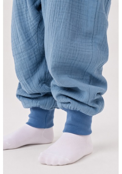 Babyhola Çocuk Uyku Tulumu 1-8 Yaş Unisex Uzun Kollu 1 Tog %100 Pamuk Müslin 2706 Mavi