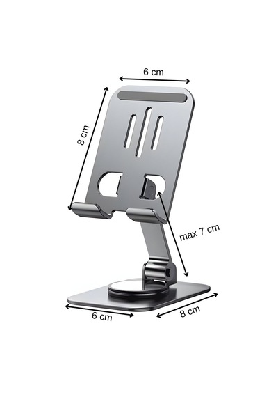 360 Döner Metal Telefon Standı Katlanabilir Ayarlanabilir Masaüstü Telefon & Tablet Tutucu Kaymaz Tabanlı Alüminyum Stand Demir Gri