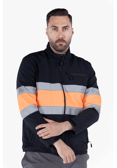 Çift Sıra Reflektörlü Neon Softshell Mont Lacivert - Turuncu