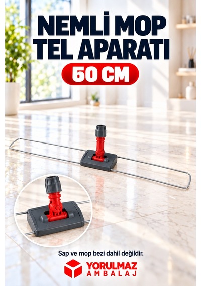 60 Cm Tel Mop Aparatı Bağcıklı Cepli Mop Uyumlu Katlanabilir Paspas Aparatı