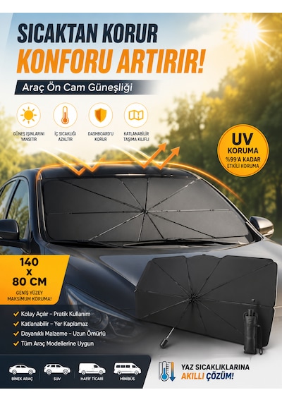 Araç Öncam Güneşlik Şemsiye Tip 140 x 80