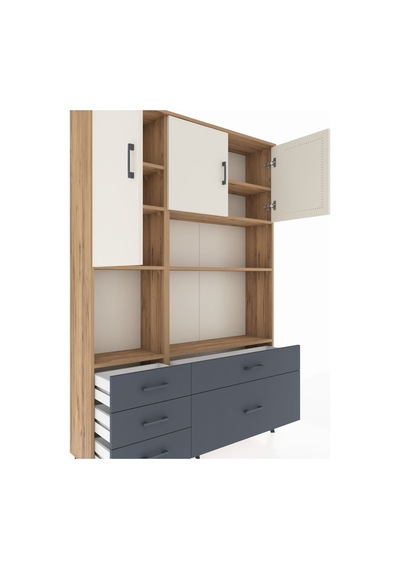 Arges Dolap 8 Raflı 5 Çekmeceli 3 Kapaklı 132x30x195 Çam-aytaşı/antrasit Aytası/antrasıt Arges Dolap 8 Raflı 5 Çekmeceli 3 Kapaklı 132x30x195 Çam-aytaşı/antrasit Aytası/antrasıt