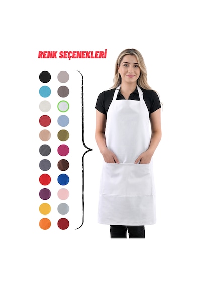 Sevilya Simple Ayar Askılı Mutfak Önlüğü Beyaz