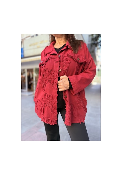 Denizege İtalyan Gabardin Kabartma İtalyan Ceket Bordo Bordo