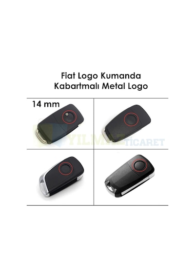 Fiat Kumanda Metal Alaşım Anahtarlık Logo Kabartmalı 3m Yüksek Kalite 14 MM Anahtarlık Değildir