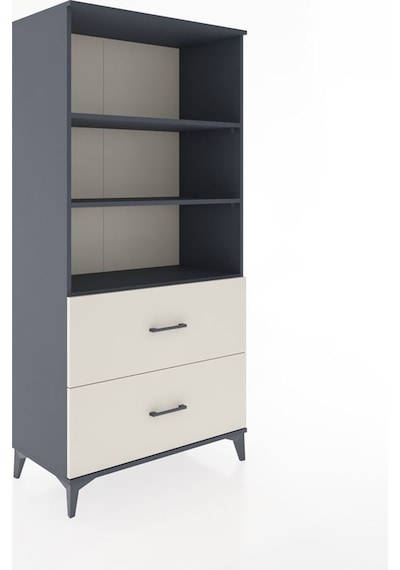 Hyperion Dolap 3 Raflı 2 Çekmeceli 88x44x182 Antrasit-aytaşı Antrasit