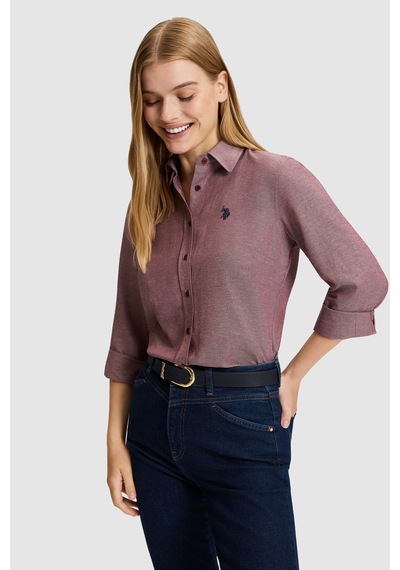 U.S. Polo Assn. Kadın Bordo Uzun Kollu Basic Gömlek 50324791-vr177 New Plum