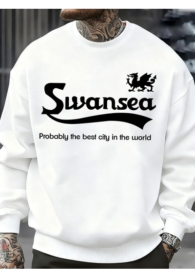 Startmore Tarzsokak Swansea En İyi Şehir Mektup Tasarım Erkek Kazaklar Vintage Kazak Rahat Yumuşak Giyim Polar Hi Beyaz