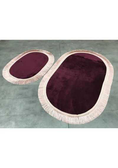 Bonny Home Pera Mürdüm 2'li Banyo Paspası Seti Kaymaz Tabanlı Saç Mürdüm