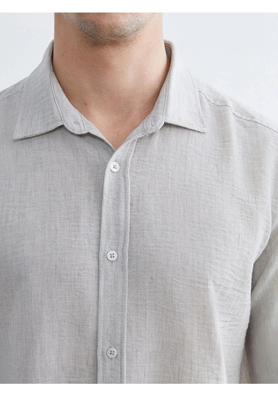 Lc Waikiki Gri Regular Fit Poplin Erkek Gömlek