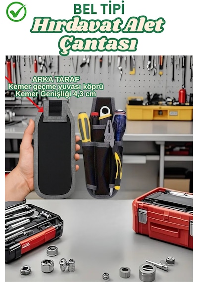 Bel Tipi Alet Çantası Hırdavat Çantası Takım Çantası Bez Takım Çantası İnşaat İşçileri,elektrikçiler Siyah