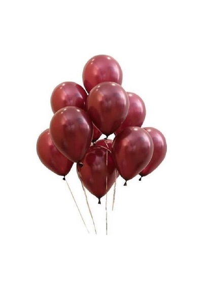 100 Adet Metalik Bordo Balon Helyum Gazı Uyumlu Shıny Metallıc Balloon Bordo Parlak Metalik Balon