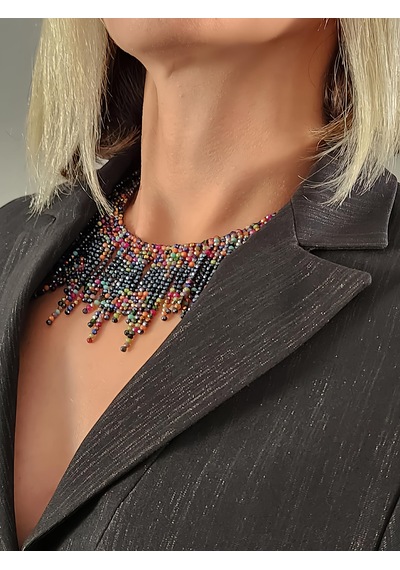 Kristal Boncuk Tasma Choker Model El Yapımı Kolye Çok REnkli