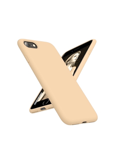 Apple iPhone 8 Uyumlu Silikon Kılıf - Pastel Renk Tonu Kamera Korumalı Esnek Kapak - Bej