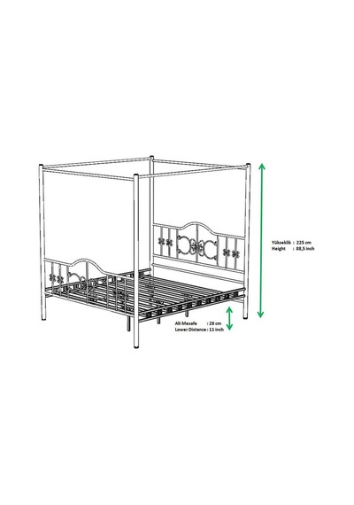 Argimo Pero Sultan Çift Kişilik Metal Beyaz Karyola 150x200 (Cibinliksiz)