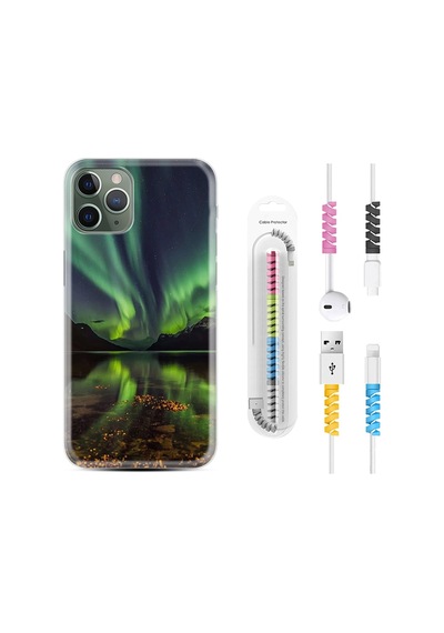 Apple Uyumlu iPhone 12 Pro Kılıf Kablo Koruyuculu Kuzey Işıkları 1327