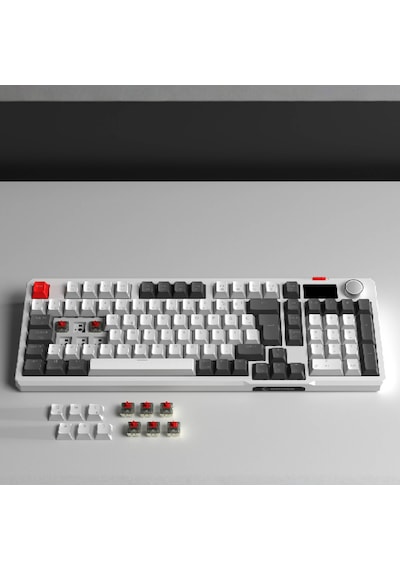 Loyal Pro Beyaz/gri 3 Bt + 2.4 Ips Ekranlı Red Switch Rgb Mekanik Kablosuz Klavye