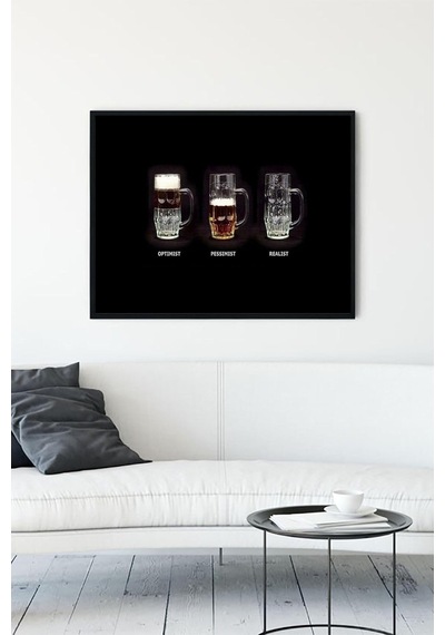 Pster12888 Optimist - Pesimist Eğlenceli Mizahi Çerçeveli Tablo 30 X 40cm