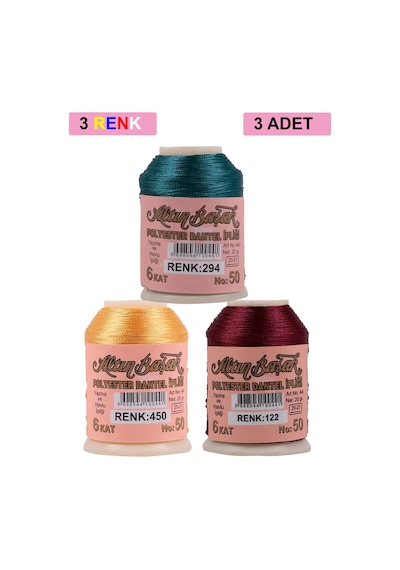 3 Adet Altınbaşak Oya Ve Dantel İpi 20 Gr - Royaleks - No: 450 - 122 - 294