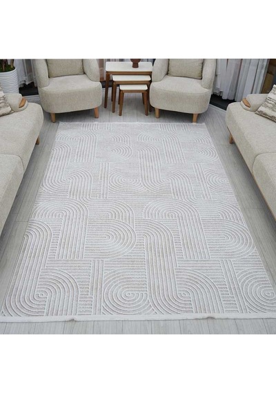 Kaymaz Taban Halı Modern Labirent Desenli Saçaklı Kabartmalı 1