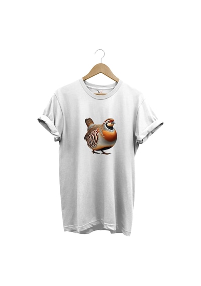 Avcılık Hunting Kınalı Keklik Baskılı Vahşi Yaşam %100 Pamuk Unisex Regular Fit T-shirt Beyaz