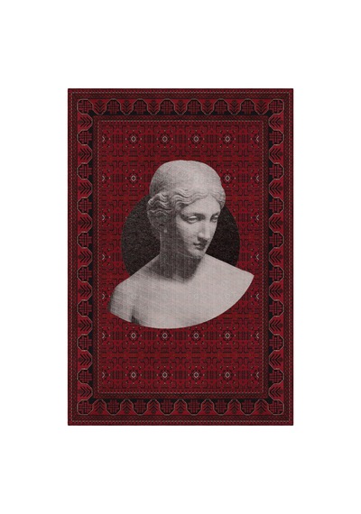 Haliç 304 Afgan Halısı Vintage Halı Heykel Figürlü Yıkanabilir Dekoratif Salon Oturma Odası Halısı Kırmızı 3