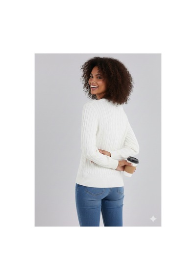Youknitwear You Riviera %100 Pamuk V Yaka Kadın Kazak Beyaz V