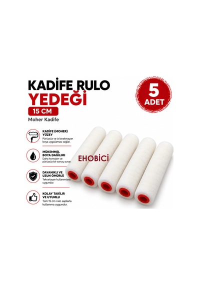Kadife Rulo 5'li Yedek 15cm Moher