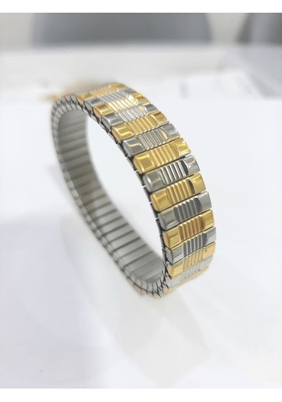 Çelik Bileklik Metal Desenli Elastik Model 1 Cm Genişlik 18 Cm Uzunluk Gold Gümüş Altın - Gümüş