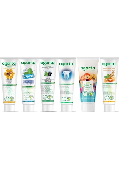 Agarta Doğal Diş Macunu 100ml Karma 6 Lı Set Avantaj Paket Temel Bakım