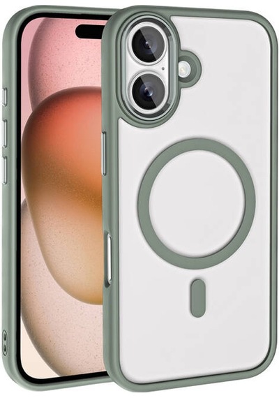 Apple Uyumlu iPhone 16 Kılıf Wireless Şarj Özellikli Krom Magsafe Silikon Kapak Titanyum Gri