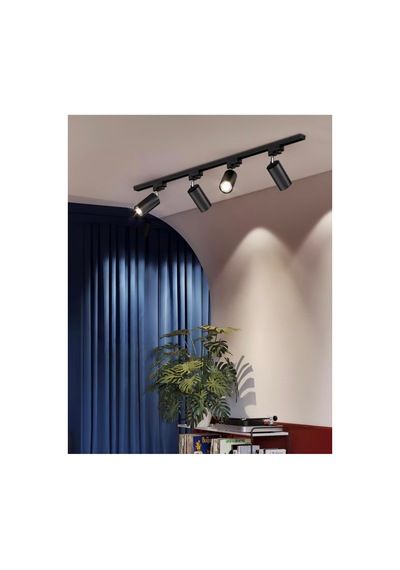 Gu10 4 Lü Ray Spot Tavan Avize Metal Başlık Alüminyum Gövde Os Ram Tasarruflu Led Ampül Siyah