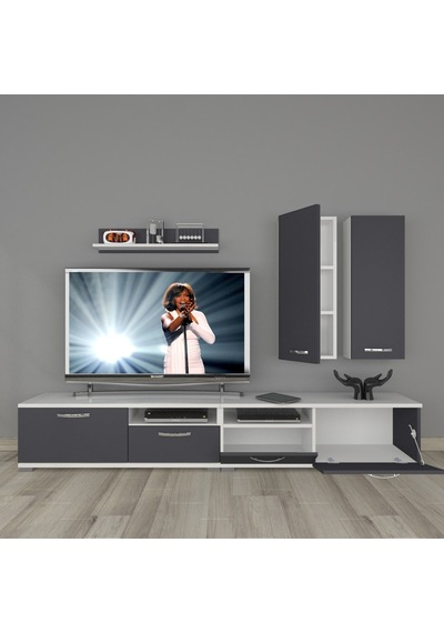 Decoraktiv Eko 5220d Mdf Tv Ünitesi Tv Sehpası Beyaz - Antrasit