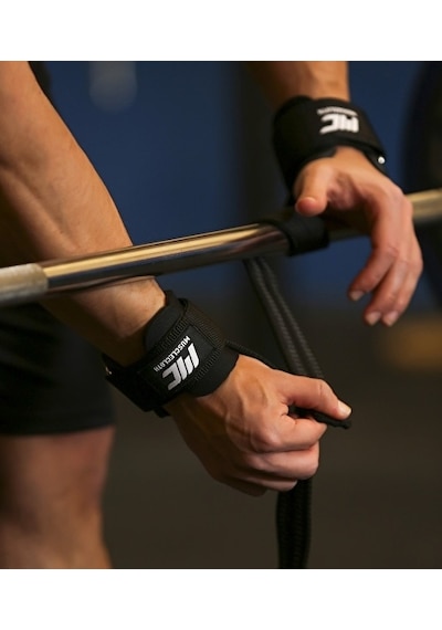 Musclecloth Big Grip Pro Lifting Straps + Pro Wrist Wraps Seti Siyah
