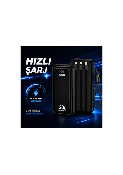 Hepu Hp-ap09 20.000 Mah 22.5w Hızlı Şarj Powerbank Entegre Kablolu Dijital Göstergeli
