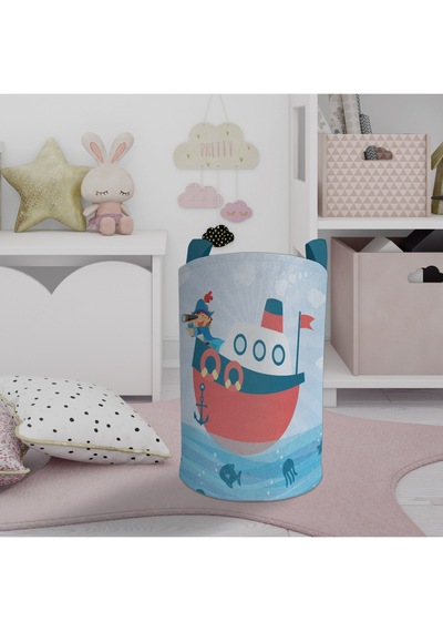 Mekta Home Bebek Ve Çocuk Odası Dürbünlü Korsan Desenli Oyuncak Sepeti Renkli Çok Renkli