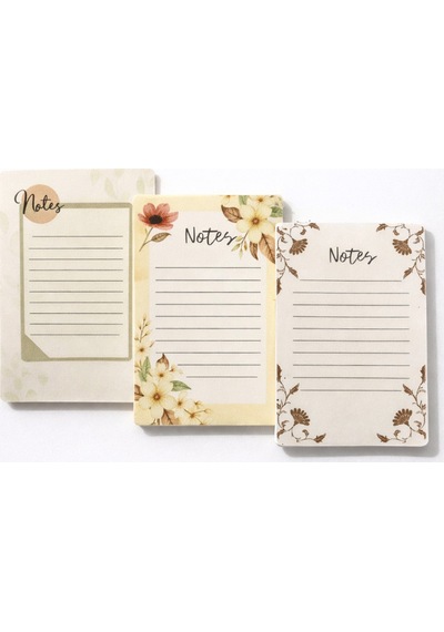 3'lü Renkli Desenli Not Kağıdı , Notepad, Daily Planner, Memopad