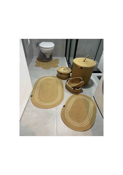 Hasır Jüt 6 Parça Banyo Seti Jüt Jüt