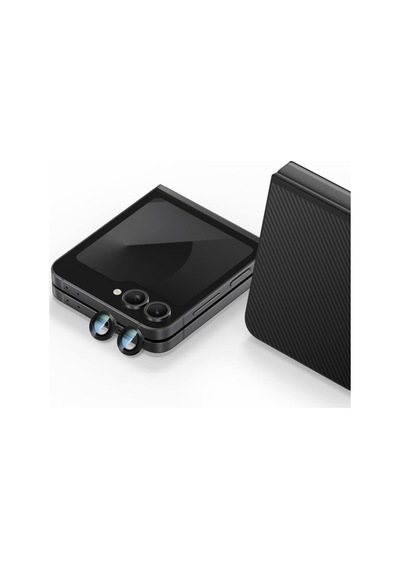 Galaxy Z Flip 6 Uyumlu Alloy Serisi Oleofobik Anti Reflective Kamera Lens Koruyucu Siyah